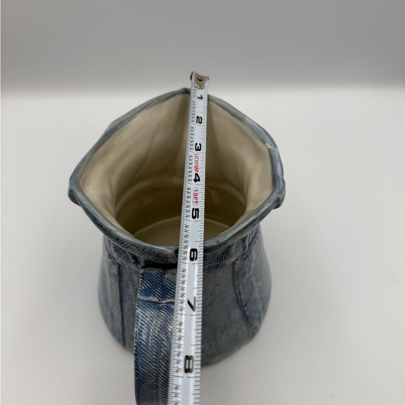 Louisville Stoneware Co. Blue Glaze Pitcher Denim and Daisy Rare 5.75” Tall - Picture 11 of 11
